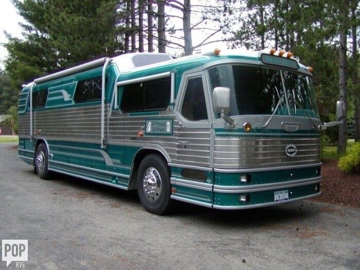 converted 1955 Flxible Bus 35 camper