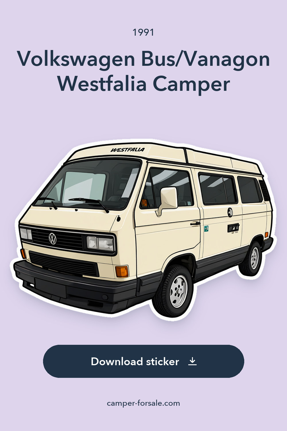 1991 Volkswagen Bus/Vanagon Westfalia Camper sticker preview
