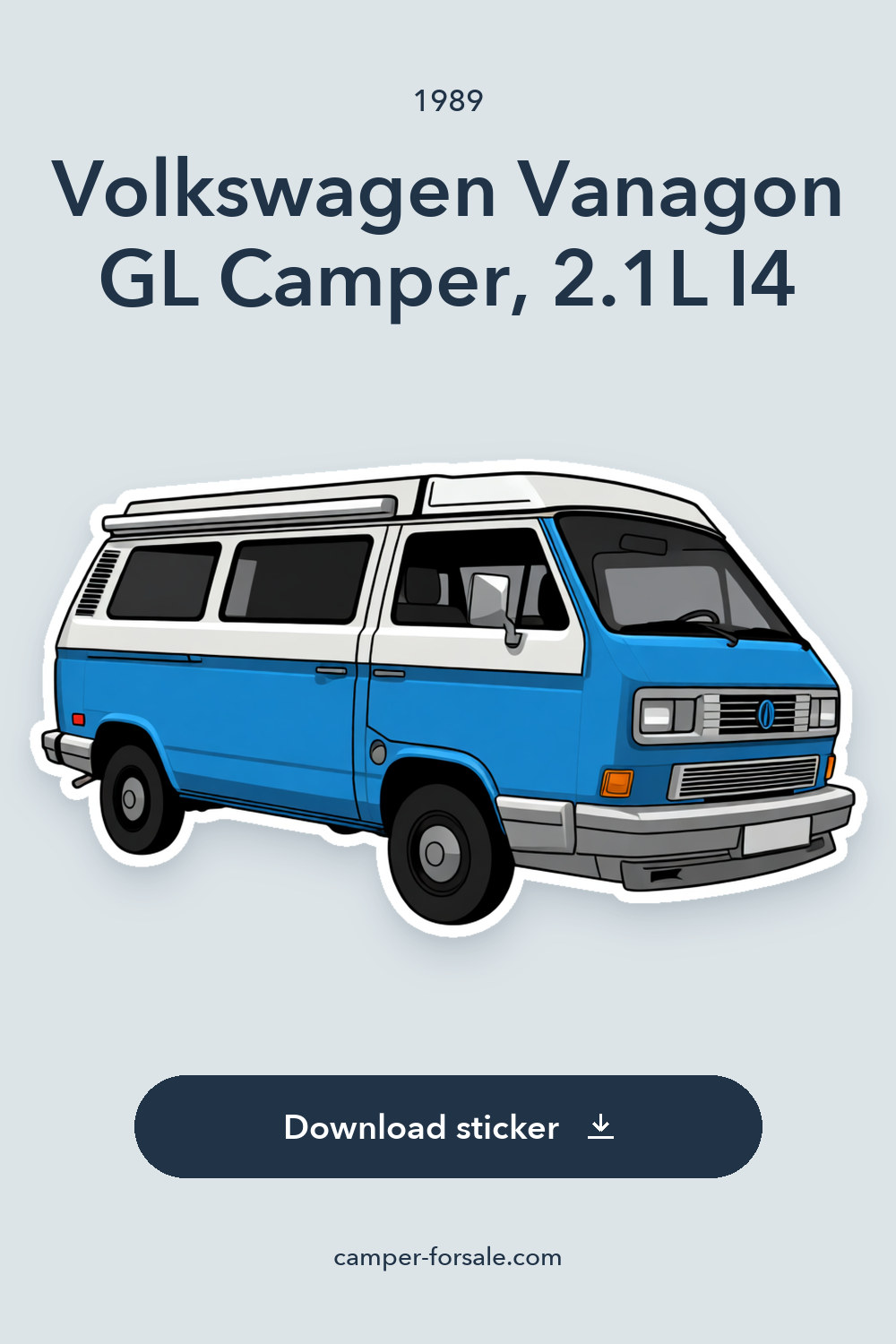 1989 Volkswagen Vanagon GL Camper, 2.1L I4 sticker preview