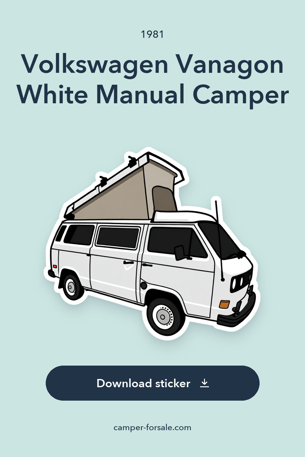 1981 Volkswagen Vanagon White Manual Camper sticker preview